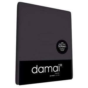 Damai - Organic - Hoeslaken - Anthracite - 100 x 210 cm - 100% Katoensatijn