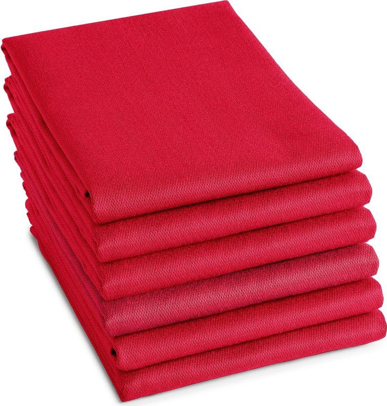 DDDDD - 6x Theedoek - Logo - 60x65 cm - Rood - Set van 6 stuks