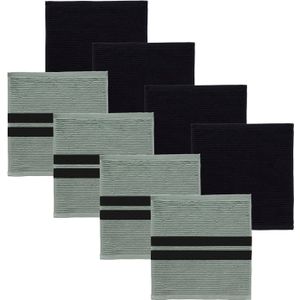 DDDDD - 8x Vaatdoek - Basic Zwart (4x) + Baxter Groen (4x) - Set van 8 stuks