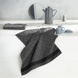 DDDDD - Chrystal - 6x Theedoek - Set van 6 stuks - Katoen - Print - 60x65 cm - Jacquard geweven - Zwart