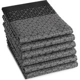 DDDDD - Chrystal - 6x Theedoek - Set van 6 stuks - Katoen - Print - 60x65 cm - Jacquard geweven - Zwart