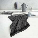 DDDDD Chrystal Keukendoek - Set van 6 - Katoen - Grafische print - 50x55 cm - Badstof - Zwart
