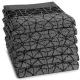 DDDDD Chrystal Keukendoek - Set van 6 - Katoen - Grafische print - 50x55 cm - Badstof - Zwart