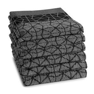 DDDDD Chrystal Keukendoek - Set van 6 - Katoen - Grafische print - 50x55 cm - Badstof - Zwart
