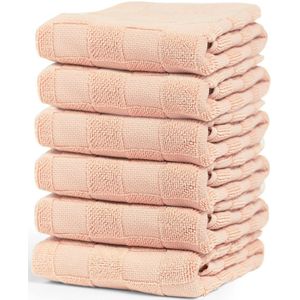Cinderella Checkmaid Keukendoeken set - Set van 6 - Handdoek Keuken - 50x55 cm - Roze