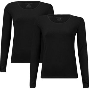 Lara - 2-Pak Thermoshirts - Lange Mouw - Zwart - Bamboe