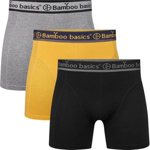 Bamboo Basics - Rico - Boxershorts - Geel, Zwart, Lichtgrijs - Bamboe Viscose, Organisch Katoen