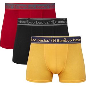 Comfortabel & Zijdezacht Bamboo Basics Trunk Boxershorts Liam (3-pack) - Rood, Zwart & Okergeel - XXL