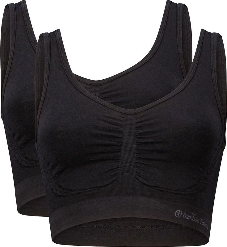 Bamboo Basics Niet-voorgevormde Naadloze Bh Top Nova met Bamboe (set van 2) Zwart