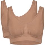 Bamboo Basics niet-voorgevormde naadloze bh top Nova met bamboe (set van 2) donker oudroze