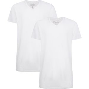 Comfortabel & Zijdezacht Bamboo Basics Velo - Bamboe T-Shirts V-Hals (Multipack 2 stuks) Heren - Korte Mouwen - Long Fit - Wit - XXL