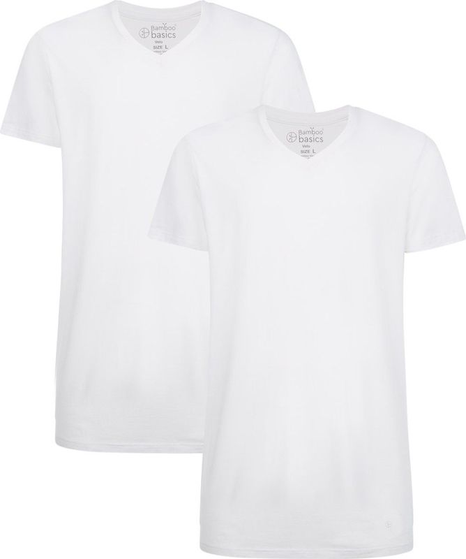 Bamboo Basics - Extra Lange T-shirts - Wit - Heren Ondershirts - Korte Mouw