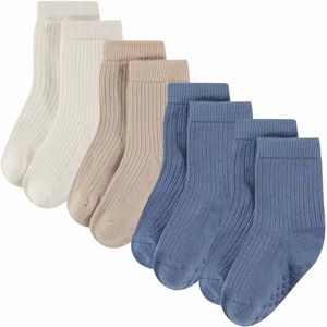 Bamboo - Rib Sokken - Off White - Beige - Blauw - Set van 4 Paar