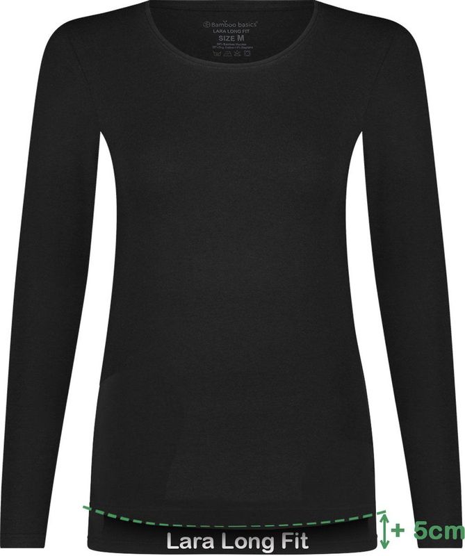Bamboo Basics - Lara - Lange Dames Ondershirts - Zwart - 2-pak - Lange Mouw
