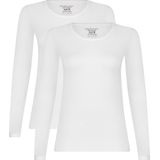 Bamboo Basics - Lara - Lange Dames Ondershirts - Wit - 2-pak - Lange Mouw