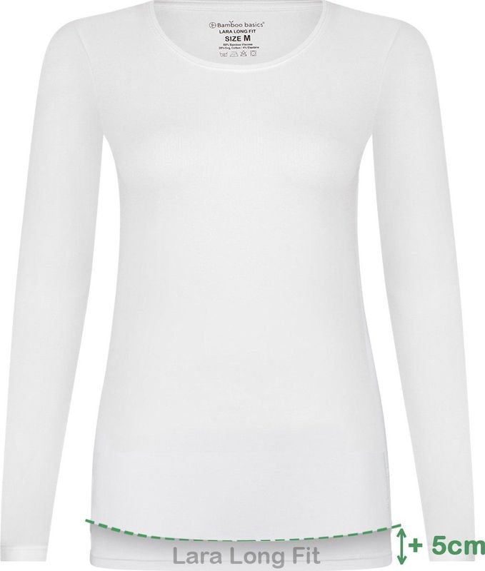Bamboo Basics - Lara - Lange Dames Ondershirts - Wit - 2-pak - Lange Mouw