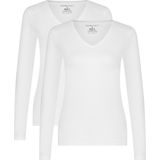 Bamboo Basics - Liv - Dames Shirt - Wit - 2-pak - Lange Mouw - V-hals