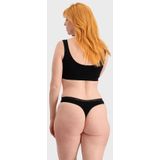 Amber - 3-pak Strings - Zwart - Comfortabele Kanten Bamboe Strings