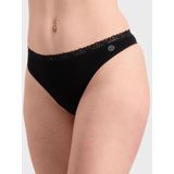 Amber - 3-pak Strings - Zwart - Comfortabele Kanten Bamboe Strings