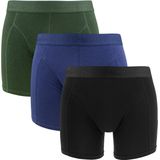 Bamboo Basics - Boxershorts - 3-Pak - Zwart Groen Donkerblauw - Bamboe Viscose