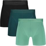 Bamboo Basics - Boxershorts - Zwart - Petrol - Lichtgroen - 3-pack - Lange Pijp