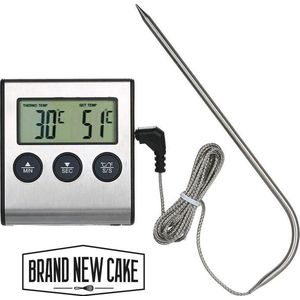 BrandNewCake® Digitale Keukenthermometer met Timer -50 tot 300°C - RVS Pin - Voedsel Thermometer - Vleesthermometer - Inclusief Batterij