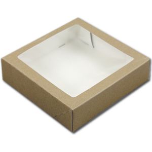 BrandNewCake® Taartdoos - Met Venster - 19x19x5 cm - Taartdoos Karton - Cakedoos - 3 Stuks - Bruin