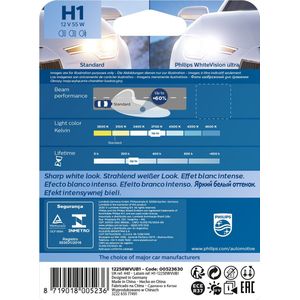 Philips Reservelamp Auto H1 White Vision Ultra 55w Transparant