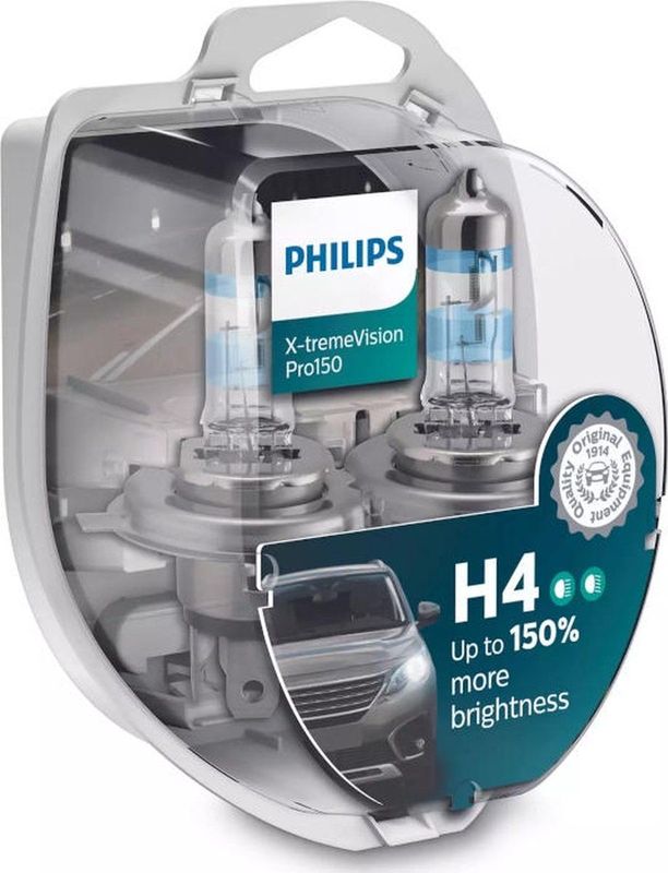 Philips - X-Treme Vision Pro150 H4 - 2 Stuks - Helder Licht - Hoogwaardige Lamp
