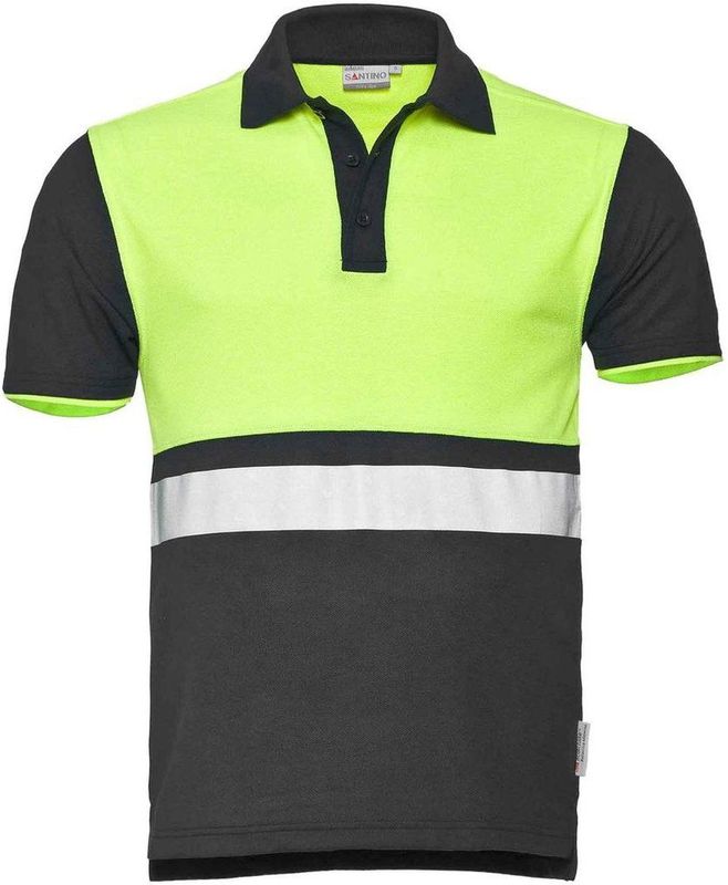 Santino Hivis poloshirt Hamburg - graphite fluor geel