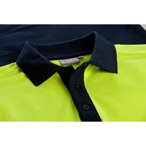 SANTINO Hamburg Herren Polo-Shirt mit farblichen Akzenten und reflektierendem Streifen Polo-Hemd mit 3er Knopfleiste Kurzarm-Shirt Dunkelblau/Neon-Gelb/Grau