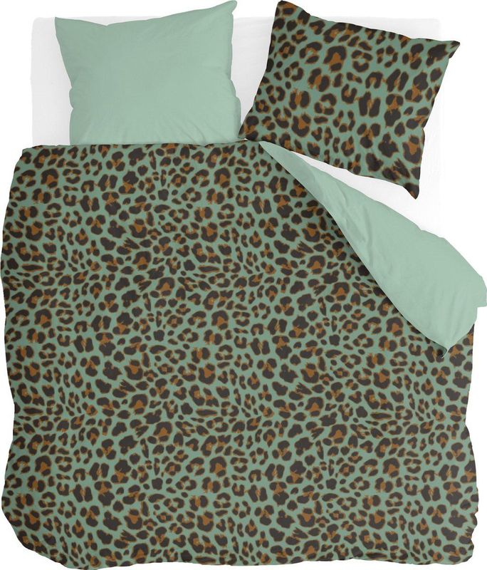 Byrklund Dekbedovertrek Lazy Leopard 100% Katoen Groen