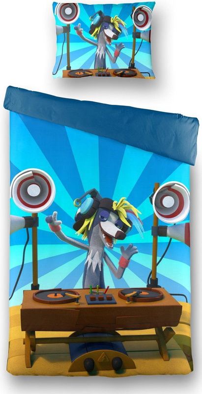 Fabeltjeskrant DJ Wally Windhond - Dekbedovertrek - Eenpersoons - 140x200/220 cm + 1 kussensloop 60x70 cm - Blauw