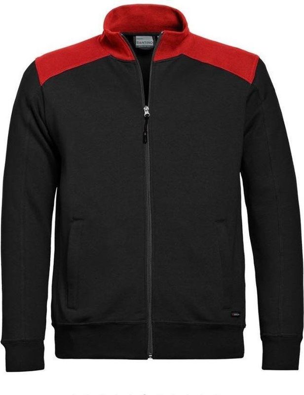 Santino Toronto 2color Zip sweatjack (320g/m2) - Zwart | Rood