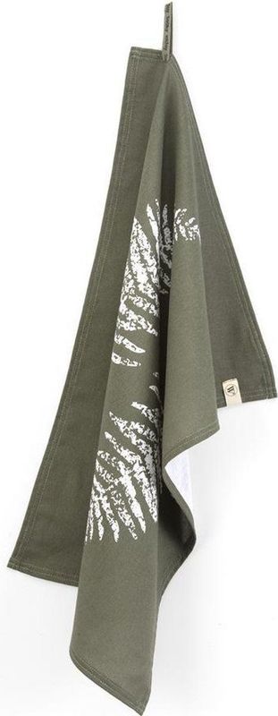 Walra Theedoek Dry with Leaves - 50x70 - 100% Katoen - Legergroen
