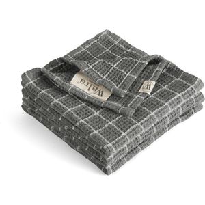 Walra Vaatdoek Katoen - Dry with Cubes - 3x 30x30 - Off Black