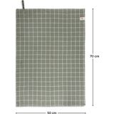 Walra - Dry Cubes Uni, Stripes & Blocks - Theedoeken - Legergroen - 100% Katoen - Set van 3