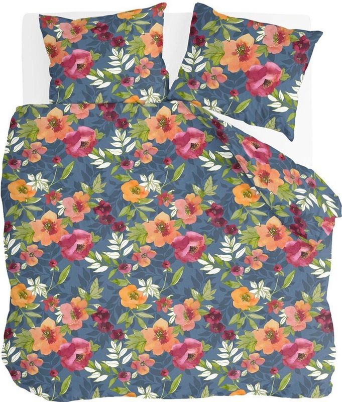 Byrklund Dekbedovertrek Flowering Peonies - 240x220 - 100% Katoen - Blauw