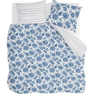 Walra Dekbedovertrek Blue Memories - 200x220 - 100% BCI Katoen - Blauw / Wit
