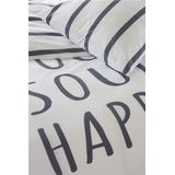 Walra Dekbedovertrek Happy Wake Up - 140x220 - 100% Katoen (BCI) - Wit / Blauw