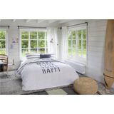 Walra Dekbedovertrek Happy Wake Up - 200x220 - 100% Katoen (BCI) - Wit / Blauw