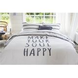 Walra Dekbedovertrek Happy Wake Up - 200x220 - 100% Katoen (BCI) - Wit / Blauw