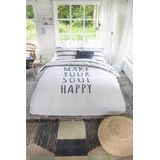 Walra Dekbedovertrek Happy Wake Up - 200x220 - 100% Katoen (BCI) - Wit / Blauw
