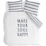 Walra Dekbedovertrek Happy Wake Up - 240x220 - 100% Katoen (BCI) - Wit / Blauw