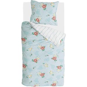 Walra Dekbedovertrek Red Roses - 140x220 - 100% Katoen (BCI) - Blauw
