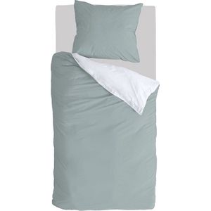 Byrklund Dekbedovertrek Side Way - 140x220 - 100% Katoen - Jade / Wit