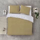 Byrklund Dekbedovertrek Side Way - 200x220 - 100% Katoen - Okergeel / Wit