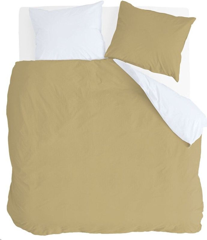 Byrklund Dekbedovertrek Side Way - 200x220 - 100% Katoen - Okergeel / Wit
