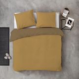 Byrklund Dekbedovertrek Side Way - 140x220 - 100% Katoen - Terra / Wit