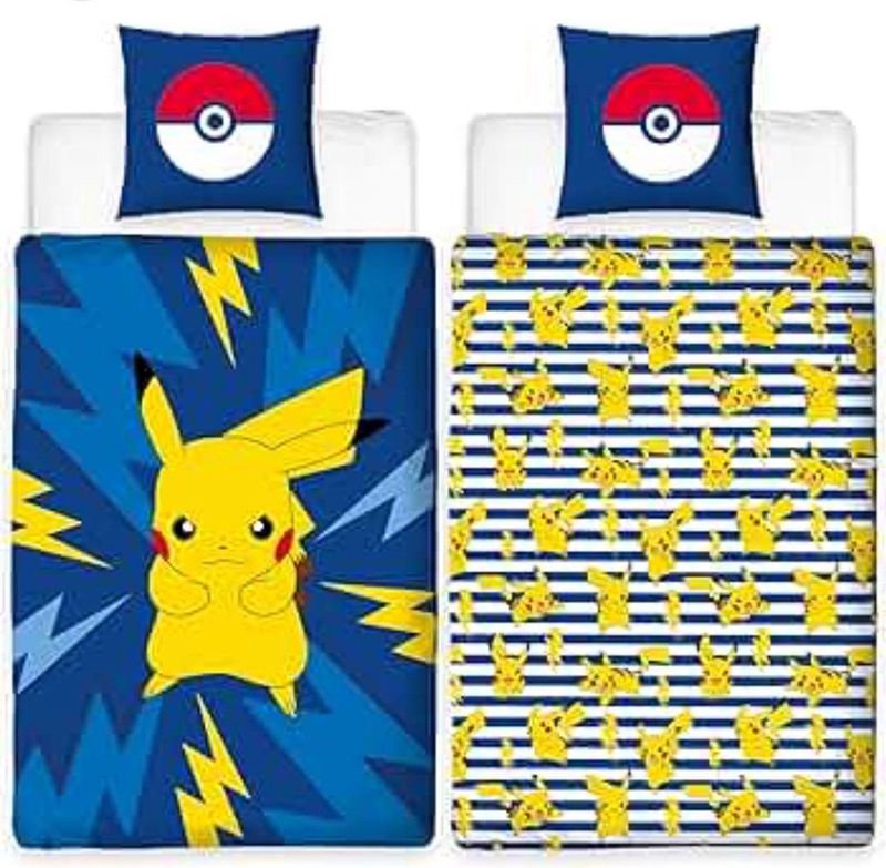 Pokemon Dekbed Overtrek Pikachu - 140 x 200 cm Dubbelzijdig Dekbedovertrek - 1 persoons - 1 Kussensloop